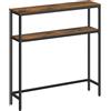VASAGLE Tavolo Consolle, Tavolo Stretto a 2 Ripiani Portaoggetti, 20 x 80 x 80 cm, per Soggiorno, Corridoio, Ingresso, Marrone Vintage e Nero Inchiostro LNT130K01