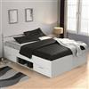 Dmora - Letto alla francese Var, Sommier per camera da letto, Giroletto per stanza, Struttura porta materasso, 200x140 h74 cm, Bianco opaco