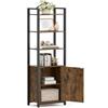 VASAGLE Libreria Scaffale a 6 Ripiani, Libreria Verticale con Anta, Struttura in Metallo, Ripiani Regolabili, 24 x 40 x 159,5 cm, Salotto Camera da Letto, Marrone Vintage e Nero Inchiostro LLS132K01