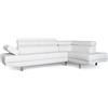 Menzzo 3327480020333 Alfa, Divano angolare con poggiatesta sollevabili, poliuretano, bianco, 163 x 260 x 72 cm