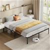 VASAGLE Struttura Letto Matrimoniale, per Materasso 160 x 190 cm, Telaio del Letto in Metallo, Spazio di Organizzazione, Moderno, per Ospiti, Montaggio Semplice, Nero Inchiostro RMB139BD01