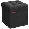 SONGMICS Pouf Contenitore da 38 cm, Cassapanca Pieghevole, Panca Contenitore, Poggiapiedi, per Camera da Letto Ingresso Soggiorno, Nero Inchiostro LSF027B01