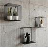 Galeara design Scaffale da parete in metallo nero o bianco con legno di bambù CAVOO, set da 3 pezzi, facile da appendere, decorazione da parete, nero,