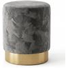INTRECCI Pouf Cilindro in Velluto con Base Oro Elegante | Sgabello Poggiapiedi Imbottito per Salotto e Camera da Letto | Poltroncina Rotonda, Design Moderno | Ø 32 x H 40 cm - Colore: Stone