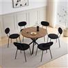 JZGORC Set di 6 Sedie per Tavolo da Pranzo, Tavolo da Pranzo Rotondo in Legno da 100 cm, Sedie Moderne Impilabili per Sala da Pranzo, Cucina, Soggiorno (Scuro + Nero)
