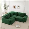 Bladez Divano ad angolo modulare a forma di L, moderno a 3 posti, con poggiapiedi, a compressione Boneless senza montaggio, divano compresso, per soggiorno (verde, 3C)