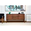 PIB Buffet in noce marrone, stile scandinavo, con spazio di archiviazione, 160x45x80 cm, mobile elegante e pratico