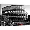 canvashop Quadri Moderni Cm 100X70 Roma Colosseo 04 Bianco E Nero Quadro Stampa Su Tela Canvas Città Italia