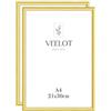 Veelot® 2x Cornice per Foto DIN A4 21x29.7cm,Alluminio Metallo,dorato,Cornice per 21 x30cm,Disegni per Bambini,certificati di documenti e diplomi,Montaggio a parete o esposizione da tavolo