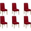 GLHOME Idee per la casa Coprisedie Con Schienale Antimacchia per Sedie Sala da Pranzo, Copri Sedie Elasticizzato Tinta Unita Federa Proteggi Seduta Resistenti - Coprisedia Lavabili Estraibili Antipolvere - Bordeaux, 6 Pezzi