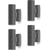 CALEX Applique Turin, per esterni & interni, 2x GU10, forma cilindrica, Up & Downlight, impermeabile, senza lampadina, Antracite, 4-Pack