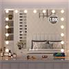 Dradaomull Specchio Trucco con Luci, Specchio Hollywood da Tavolo con 17 Lampadine LED, 3 colori di illuminazione, Specchio da trucco con USB e ingranditore 10x, Installazione su tavolo e a parete - 60*52.5cm