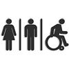 3DP SIGNS - Targa bagno a rilievo (15 cm) - Set adesivo Toilette di Design WCH - Targhette bagno uomo donna disabile - Adesivi WC disabili restroom (Nero)