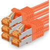 1aTTack.de 688596 Cat7-5x 3m - Cavo di rete Cat 7 Ethernet Lan 10 Gb/s PIMF LSZH Arancia