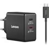 Lenovo Dual USB-C 65W GaN Charger, alimentatore compatto da muro con doppia Type-C, cavo USB-C 1,5 m incluso - ideale per laptop, cellulare e tablet: un solo caricabatterie per più dispositivi