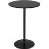 Tavolo Alto da Bar Moderno Rotondo con Base Ø70x102 cm in Acciaio e Piano in MDF Nero