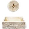 Lavello Rettangolare da Esterno 45x35 cm con Rosone Installazione a Muro in Cemento Mattone Faccia a Vista Meseta Nocciola