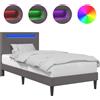 vidaXL Struttura letto con strisce luminose a LED Grigio 80 x 200 cm Pelle finta