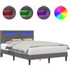 vidaXL Struttura letto con strisce luminose a LED Grigio 120 x 190 cm Pelle finta