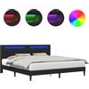 vidaXL Struttura letto con strisce luminose a LED, nero, 180 x 200 cm, ecopelle