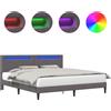 vidaXL Struttura letto con strisce luminose a LED Grigio 200 x 200 cm Pelle finta