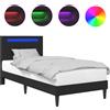 vidaXL Struttura letto con strisce luminose a LED, nero, 80 x 200 cm, ecopelle