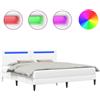 vidaXL Struttura letto con strisce luminose a LED, bianco, 200 x 200 cm, ecopelle