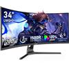 Gawfolk Monitor Ultrawide Da 34 Pollici 1500R Curvo 200Hz Monitor Per Computer