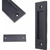 Eco-Fused Maniglia Finger Pull per Porta da Fienile Scorrevole (Nero) con Viti Autoperforanti - Maniglia a Fondo Piatto in Acciaio Pieno 15,2 cm- Facile da Installare - Ideale per Porte Scorrevoli