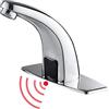 Gangang Rubinetto per lavandino del bagno senza contatto, rubinetto con sensore automatico a mani libere con piastra di copertura del foro, cromato