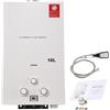 ECUTEE 10L 20KW Scaldabagno a gas di petrolio liquefatto Scaldabagno a gas propano/GPL, Scaldabagno istantaneo a gas Senza Serbatoio con kit Doccia, Per Campeggio e Cabina, bianco