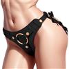 Generico Imbracatura Regolabile per Strap-On Leggera in PU con 2 Piastre, 6 O-Ring (3S/3M) per Gioco Vaginale e Anale (Negro)