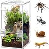 Silkwish Terrario per rettili in acrilico, rettangolare a 360°, con ventilazione trasversale