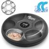 Ownpets Alimentatore automatico per animali domestici con timer per alimenti umidi, dispenser automatico con alimentazione USB a batteria, due confezioni di ghiaccio, vassoio per alimenti in acciaio
