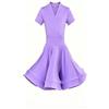 DQZRTUECA Abbigliamento di Tango Latino, Abito da Ballo Latino con Maniche for Ragazza Salsa Rumba Cha Samba Tango 2 Pezzi Multicolor Taglie Multiple(Purple Short Sleeve,3XL)