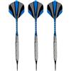 Deskium Set di 3 freccette con punta morbida, freccette in ferro con design blu e argento, aste in alluminio e punte in plastica
