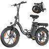 ZAZAWORK Bicicletta Elettrica Pieghevole 20x3.0, Motore 250W Coppia 47NM, Batteria 48V 16Ah, Velocità Max 25km/h, Autonomia 50-100KM, 7 Marce, Ammortizzatore a Molla e Freni a Disco Meccanici Urbana (bianco)