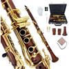 YoungMonic Kit completo per clarinetto in Sib con corpo in palissandro e chiavi dorate, con custodia rigida, kit completo per principianti con kit di cura per un facile apprendimento e tono chiaro (R2