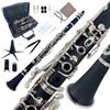 YoungMonic Clarinetto in Sib, corpo in ebanite nera, tasti argentati, kit completo per principianti, con custodia rigida e strumenti per la cura, facile da imparare, suono ricco per principianti e