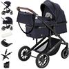 Daliya® FLEXI-PRO M 2 in 1 Passeggino combinato e passeggino - Set XXL - Passeggino da viaggio con una sola mano, protezione dalle intemperie, seggiolino sportivo, borsa fasciatoio, tavolo da gioco