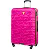 PUCCINI Valigetta rigida California, bagaglio a mano, leggera, con 4 ruote, M-L-XL, Colore: rosa., L, Valigia media