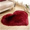 GUOCU Tappeto a Pelo Lungo,Tappeto Peloso in Pelliccia Sintetica,a Forma di Cuore,Imitazione Lana Tappeto Salotto Tappeti Camera da Letto Moquette Tappetino Antiscivolo per Soggiorno,Divano VinoRosso 50x60