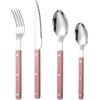 Royal Shang Youpin Rivetto ABS Morsetto Maniglia Cucina Acciaio Inossidabile Posate Stoviglie Posate Set Coltello Da Bistecca Forchetta Cucchiaio Cucchiaino Stoviglie Occidentali Set (Rosa,4 pezzi)