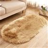 GUOCU Tappeto Salotto Pelo Lungo Ovale Pelliccia Sintetica Soffice Scendiletto Tappeto Peloso Piede Pad Moquette Peluche Antiscivolo Tappetino Tappeti Soggiorno Divano Camera da Letto Cachi 60x150CM