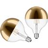 KOOYWAN LED G125 E27 Lampada a Filamento 8W Testa Specchio Oro 2700K Bianco Caldo 2pcs