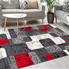 Mazovia Tappeto Moderno - Morbido Pelo Corto - Tappeto da Salotto Oeko-Tex - Tappeto per Ingresso Camera, Da Letto, Cucina, il Soggiorno - Collezione ATENA - Grigio Rosso 130 x 190 cm