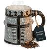 MIJOMA Fantasy Tazza con manico da 400 ml, motivo cavaliere, per caffè o tè, in gres con forma di casco in plastica, idea regalo, da collezione e decorazione medievale