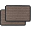 Astra Zerbino per esterni e interni - 50x80 cm Set da 2 Linee marroni - Zerbino antiscivolo - Tappeto cattura-sporco molto resistente - Zerbino per gradini