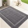 Oiilores Zerbino per interni, 80 x 120 cm, lavabile, zerbino per ingresso, antiscivolo, a basso profilo, super assorbente, per zampe fangose, animali domestici, grigio