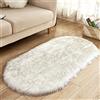 GUOCU Tappeto Salotto Pelo Lungo Ovale Pelliccia Sintetica Soffice Scendiletto Tappeto Peloso Piede Pad Moquette Peluche Antiscivolo Tappetino Tappeti Soggiorno Divano Camera da Letto A 50x80CM